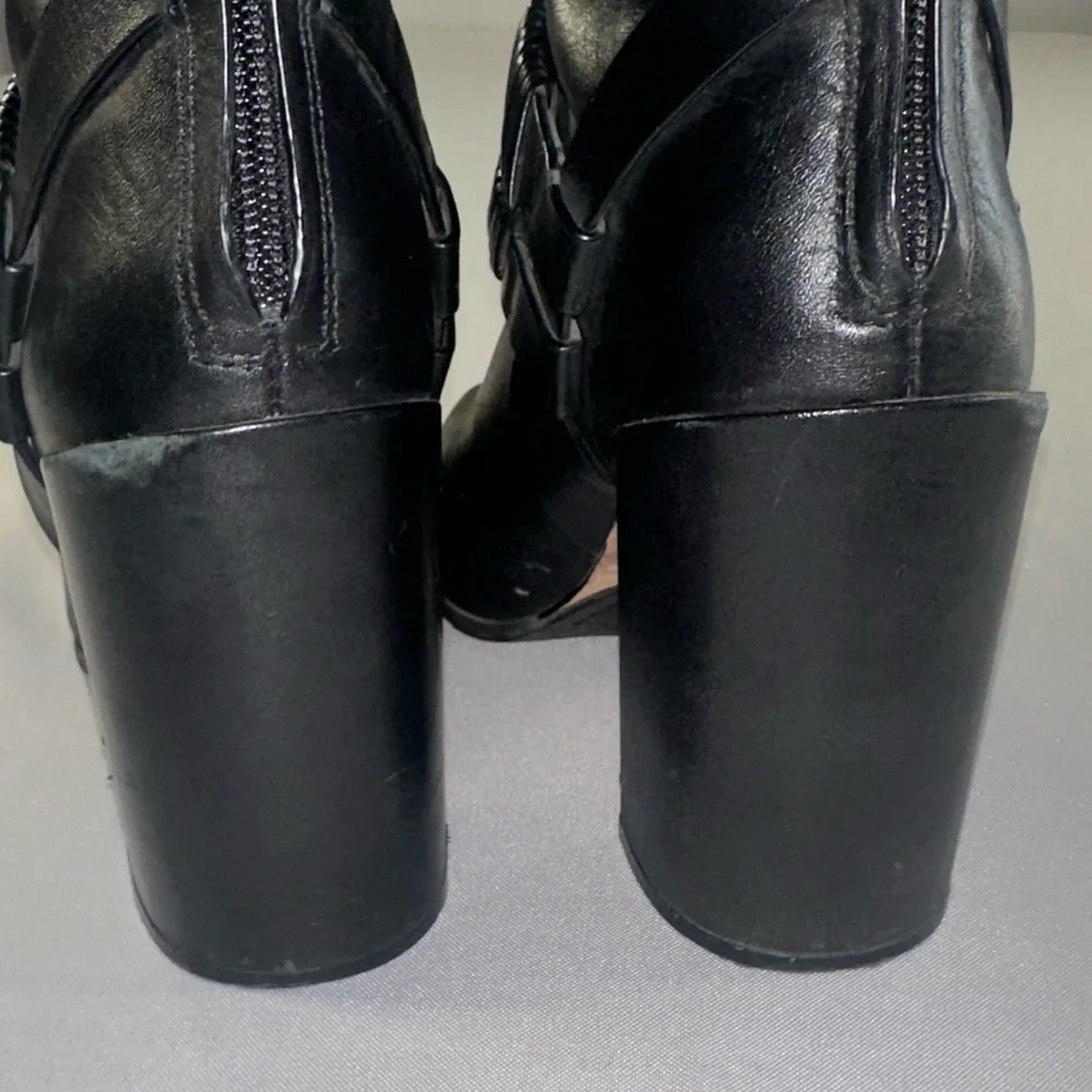 AD & DAUGHTERS Women's Size 7.5 Black Leather Declann Braided Chunky Heel Boot - Picture 10 of 15